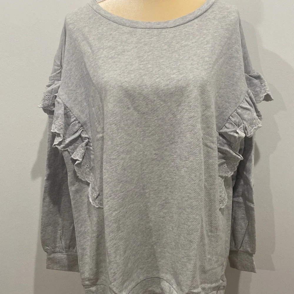 LOFT Embroidered Ruffle Sleeve Sweater - Picture 4 of 10